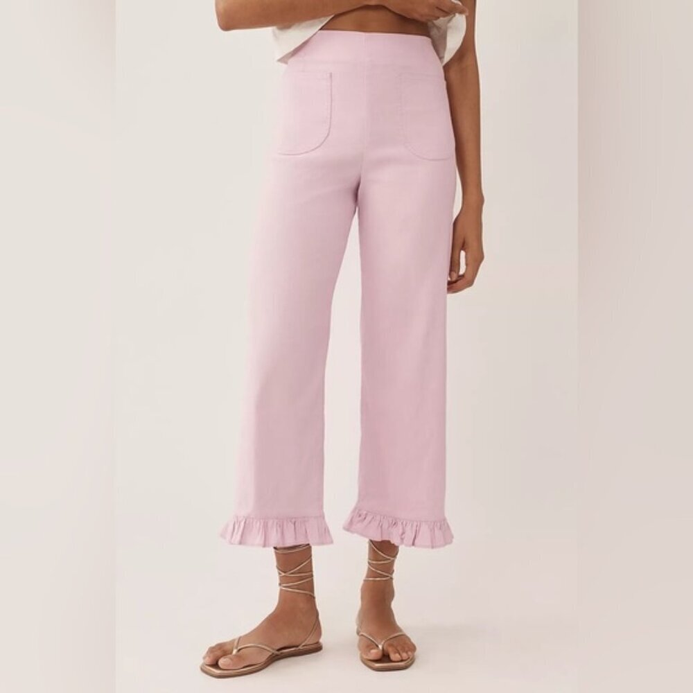 NWT Anthropologie The Colette Magic Fabric‎ Ruffled Crop Wide-Leg Pants by Maeve